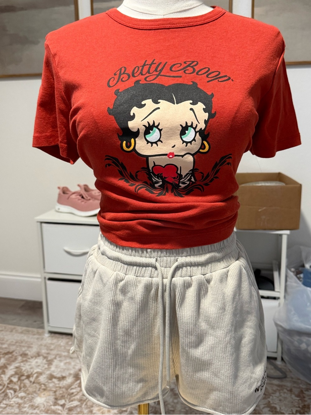Official Betty Boop Red Graphic Baby Tee Mad Engine XL